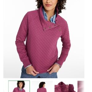 The L.L. Bean women’s quilted quarter snap pull over  in muted plum Large NWT